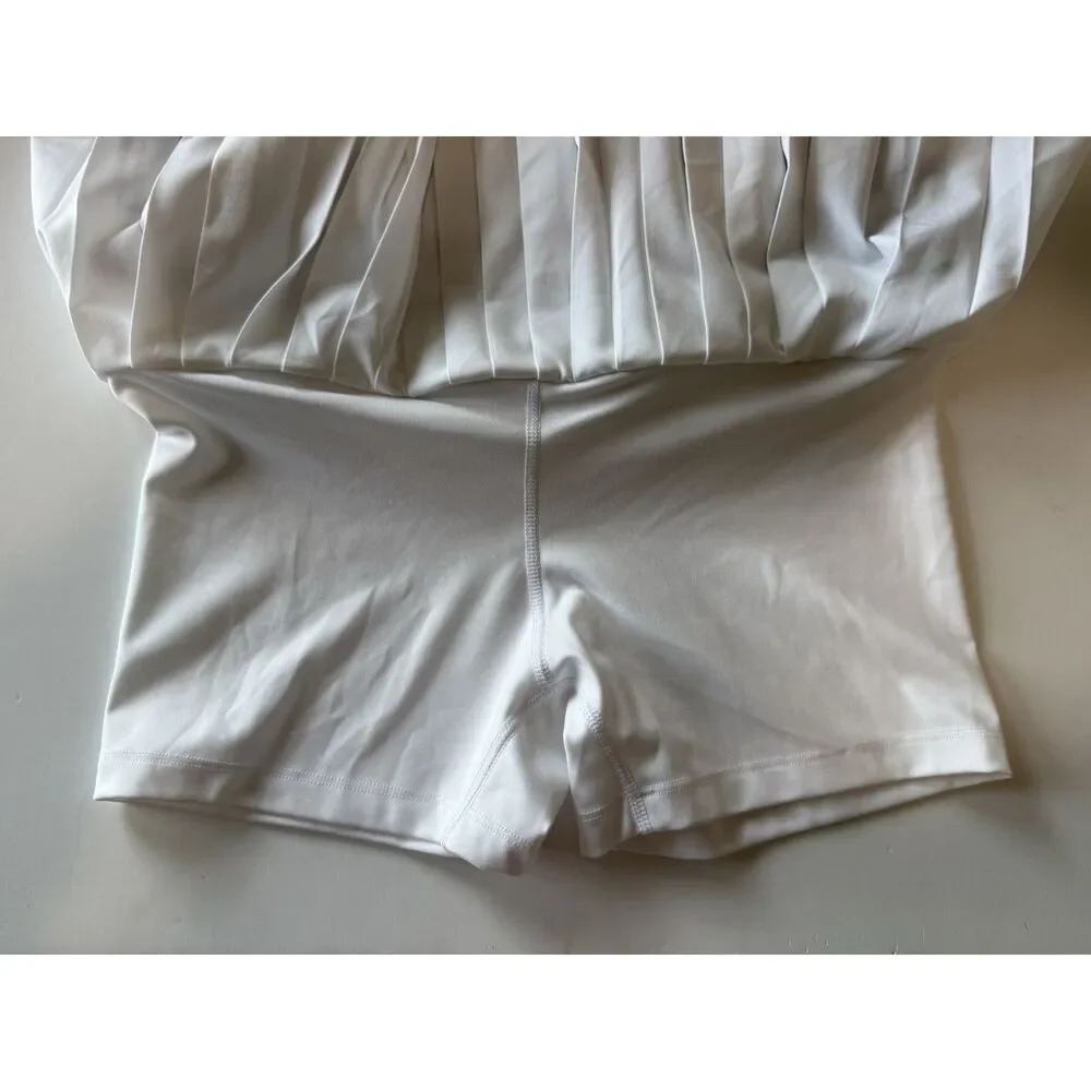 Pleated Skort Tennis Skirt Shorts Pickleball White Navy Nautical Preppy Medium